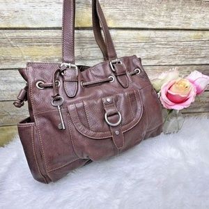 Fossil Long Live Vintage 1954 Milo Brown Genuine Leather Shoulder Bag Purse Tote
